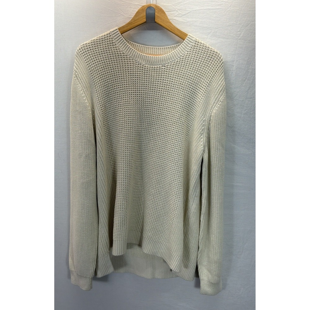 NEW Vince Women's Ivory Cream ribbed boxy cotton sweater minimalist sz XL